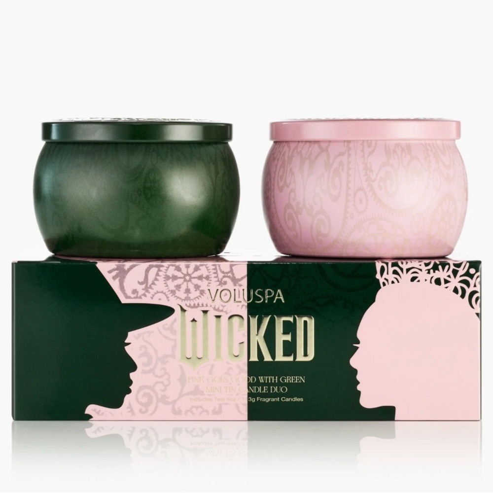 VOLUSPA X WICKED PINK GOES GOOD WITH GREEN / 2 mini candles tin gift set